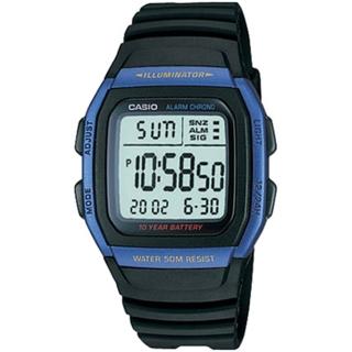 【CASIO 卡西歐】數位多功能電子錶(藍框-W-96H-2A)