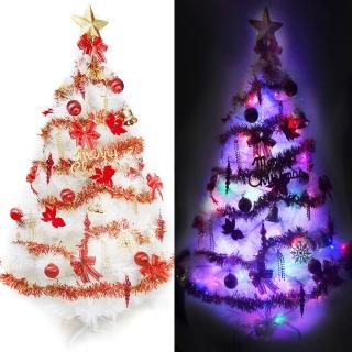 【摩達客】台灣製-8尺/8呎-240cm特級白色松針葉聖誕樹(含紅金色系/含100燈LED燈4串/附控制器跳機)