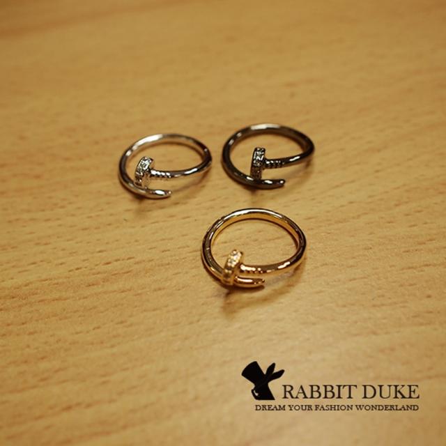 【RD 兔子公爵】現貨 經典歐美風格 個性名品釘子鑲鑽設計造型戒指(三色)
