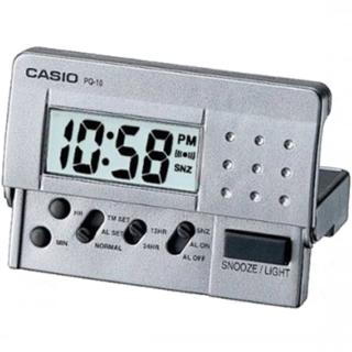 【CASIO 卡西歐】輕便數位電子鬧鐘(銀灰-PQ-10D-8)
