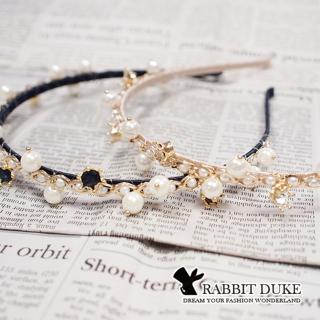 【RD 兔子公爵】現貨 經典歐美風格 個性珍珠皇冠小鑽拼接設計髮箍(二色)