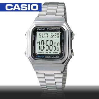【CASIO 卡西歐】日系-銀色復古風電子錶(A178WA)