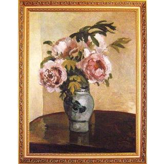 【開運陶源】Camille Pissarro卡密爾-畢沙羅.粉牡丹(大幅 73x93cm)