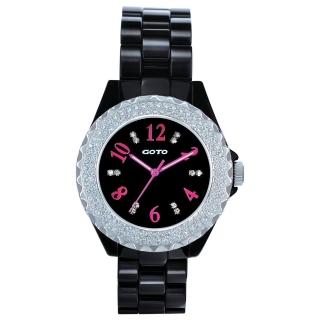 【GOTO】晶亮風尚陶瓷晶鑽手錶-黑桃(GC6158B-33-3F1)