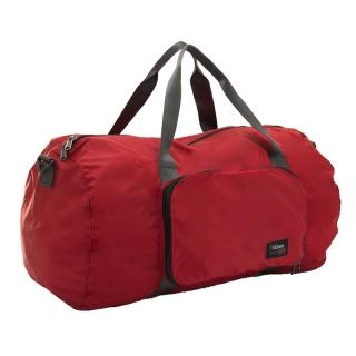 【YESON】商旅輕遊可摺疊式大容量手提斜背旅行袋(紅)