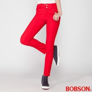 【BOBSON】女款高腰強彈力小直筒褲(紅8112-13)