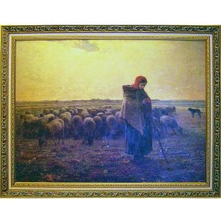 【開運陶源】驚豔米勒 田園之美-牧羊女與羊群(大幅 93x73cm)