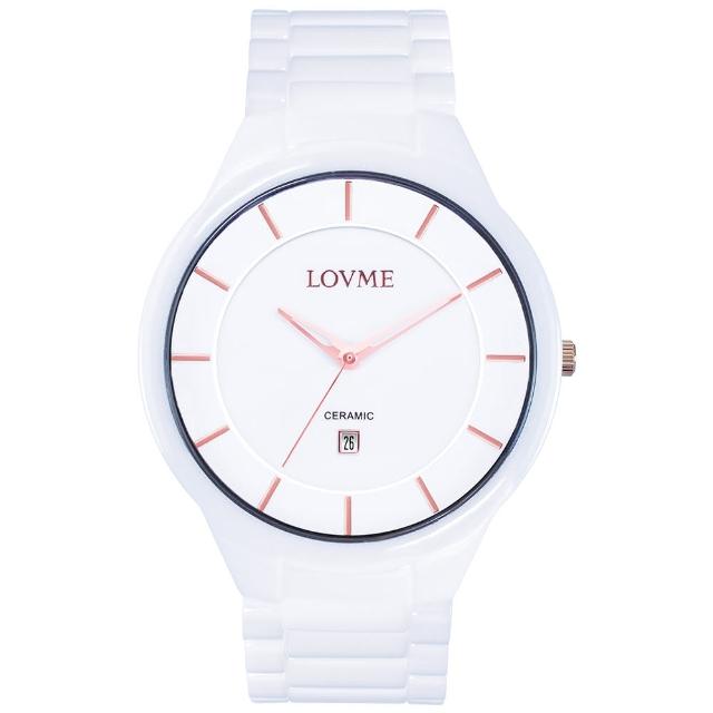 【LOVME】Concise陶瓷時尚腕錶-白x玫瑰金刻度(VC0288M-22-241)