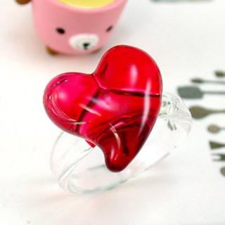 【伊飾童話】紅璃情深＊心型玻璃戒指