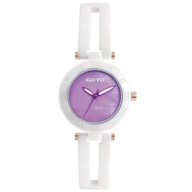 【GOTO】浪漫迷情時尚陶瓷手錶-白x紫(GC0368L-22-NN1)