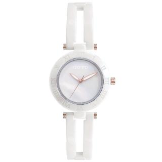 【GOTO】浪漫迷情時尚陶瓷手錶-白x玫(GC0368L-22-H41)