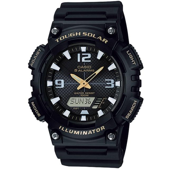 【CASIO 卡西歐】環保太陽能數字雙顯設計腕錶(AQ-S810W-1B)
