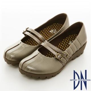 【DN】手縫氣墊 高密度全真皮舒適休閒鞋(灰)