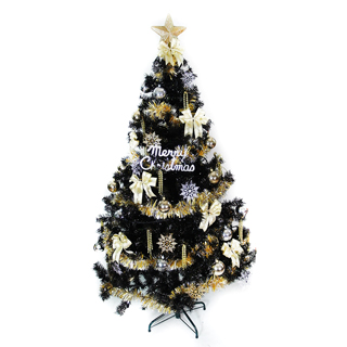 【摩達客】台灣製-8尺/8呎-240cm豪華版黑色聖誕樹(含金銀色系配件/不含燈/本島免運費)