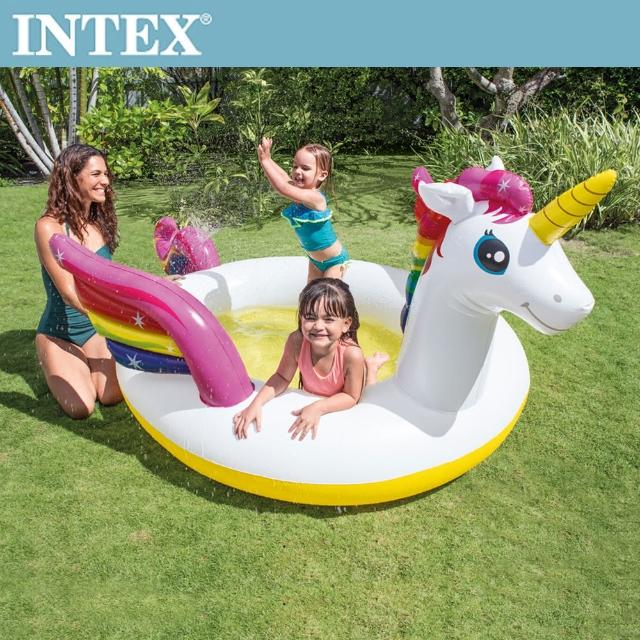 【INTEX】獨角獸噴水戲水游泳池272*193*104cm_151L 適用2歲+(57441)