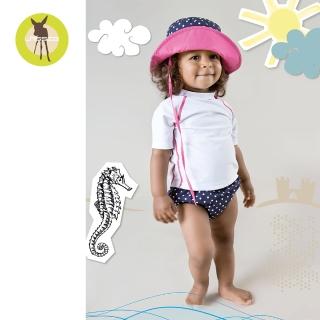 【德國Lassig】嬰幼兒抗UV短袖泳裝上衣-雲朵白(18個月-36個月)