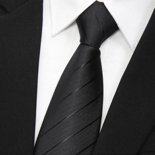 【拉福】歐美領帶8cm寬版領帶拉鍊領帶(黑斜)