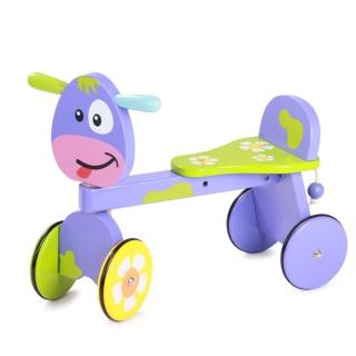 【經典木玩】兒童木製學習四輪滑步車(學步車)