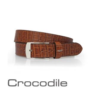 【Crocodile】Crocodile 鱷魚皮件 真皮打洞皮帶 0102-20182(義大利進口牛皮)