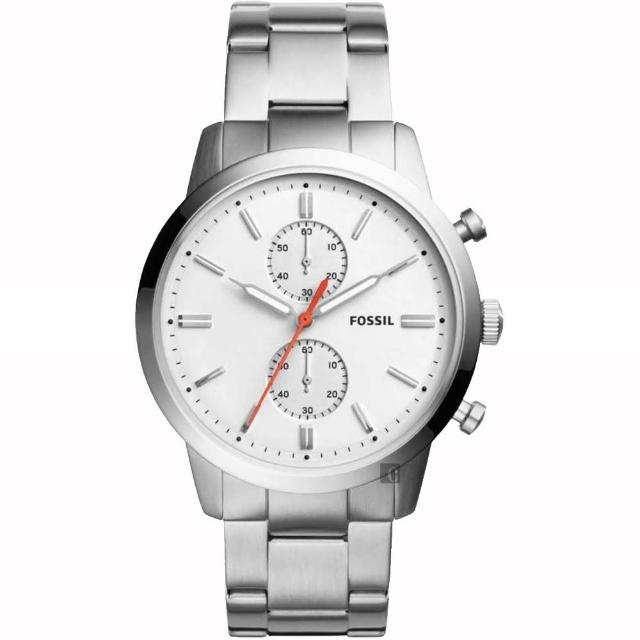 【FOSSIL】Townsman 城區計時手錶-銀/45mm 畢業禮物(FS5346)
