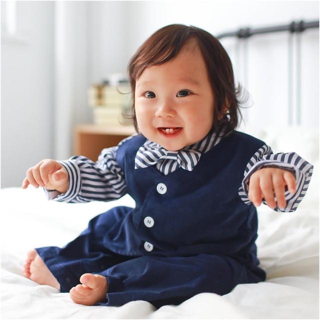 【baby童衣】條紋紳士造型假三件長袖連身衣 70108(共1色)