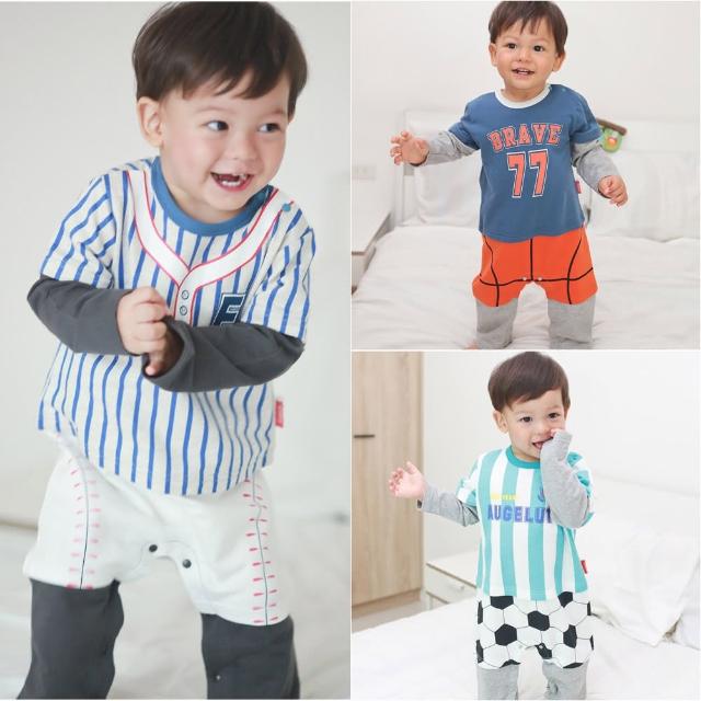【baby童衣】運動造型假四件長袖連身衣 70071(共3色)