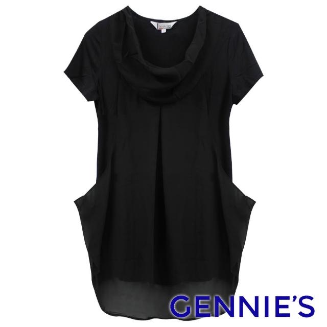 【Gennies 奇妮】時尚極簡黑飄逸上衣(T3714)