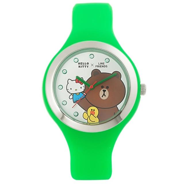 【HELLO KITTY】凱蒂貓 x LINE Friends 限量聯名超萌兔兔手錶(綠 KT063A)