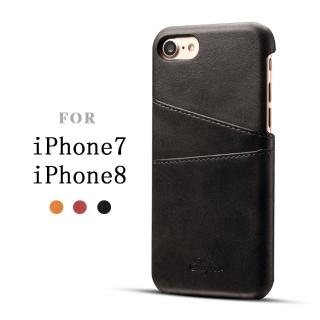 【Didoshop】iPhone 7/8 通用款 仿小牛皮紋可插卡手機保護殼 背蓋(KS003)