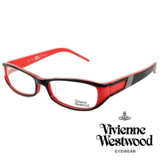 【Vivienne Westwood】英國薇薇安魏斯伍德英倫時尚★黑框線條金屬土星設計光學眼鏡(紅 VW115-03)