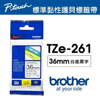 【brother】TZe-261 原廠護貝標籤帶(36mm 白底黑字)