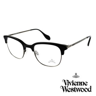 【Vivienne Westwood】英國Anglomania英倫簡約眉框設計光學眼鏡(黑 AN342M01)