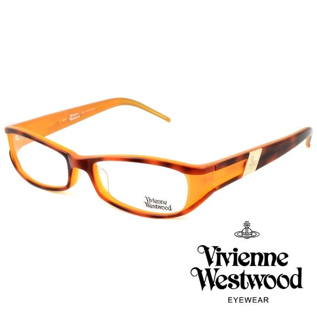 【Vivienne Westwood】英國薇薇安魏斯伍德英倫時尚★黑框線條金屬土星設計光學眼鏡(琥珀黃  VW115-04)