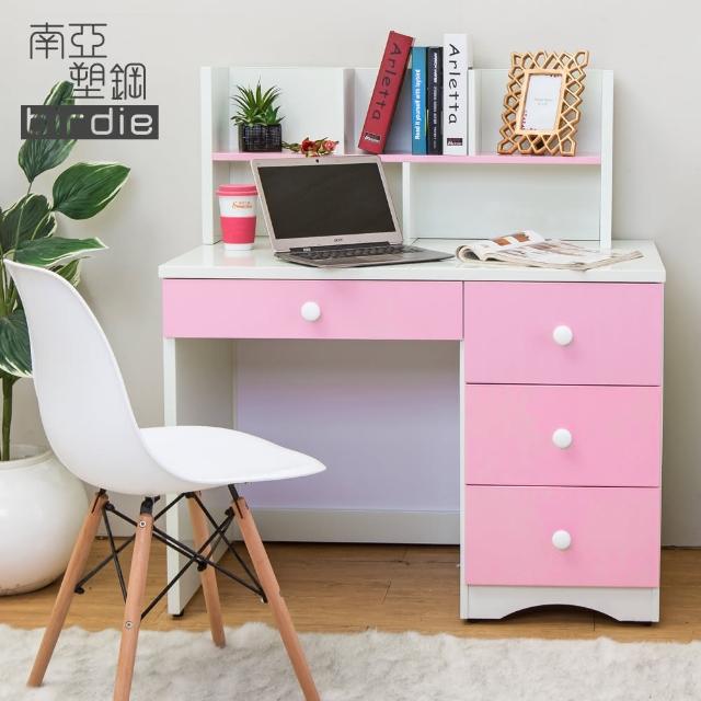 【南亞塑鋼】貝妮3.4尺粉色塑鋼書架型書桌