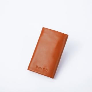 【DRAKA 達卡】輕巧復古 -牛皮零錢鑰匙包-橘(44DK165100-1)