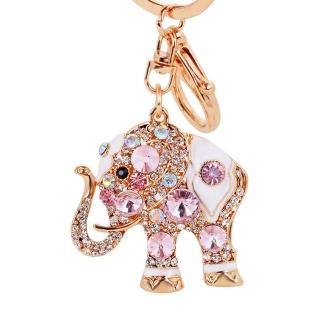 【RJNEWYORK】創意流行可愛大象閃耀光芒水鑽鑰匙圈(黑色粉色藍色紫色香檳色七彩色6色可選)