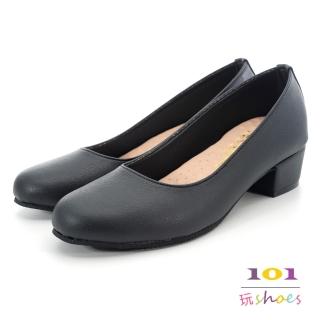【101玩Shoes】mit.簡約素面基本款舒適低跟包鞋(黑色.36-40號)