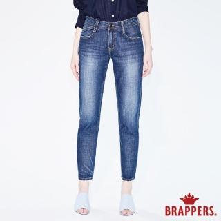 【BRAPPERS】女款 Boy friend 系列-中低腰全棉素面八分褲(藍)