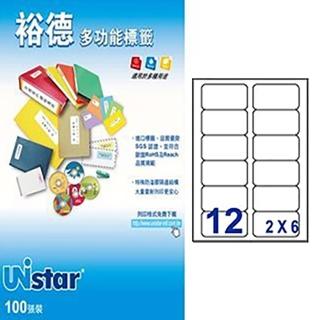 【Unistar 裕德】3合1電腦標籤 UH45100(12格 100張/盒)