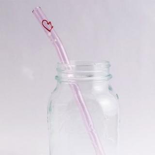 【美國strawesome】手工玻璃吸管/愛心細口彎角