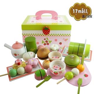 【17mall】和風懷石茶會木製玩具手提組(家家酒 木製玩具34件)