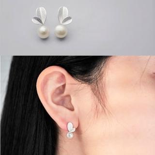 【Emi 艾迷】韓系幸福烏托邦雙羽珍珠925銀針耳環