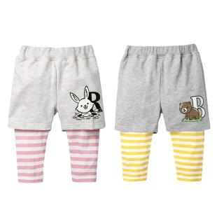 【Baby童衣】童趣印花假兩件造型條紋內搭長褲 70059(共2色)