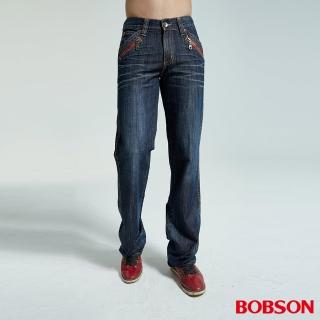 【BOBSON】男款雙色拉鍊中直筒褲(1736-53)