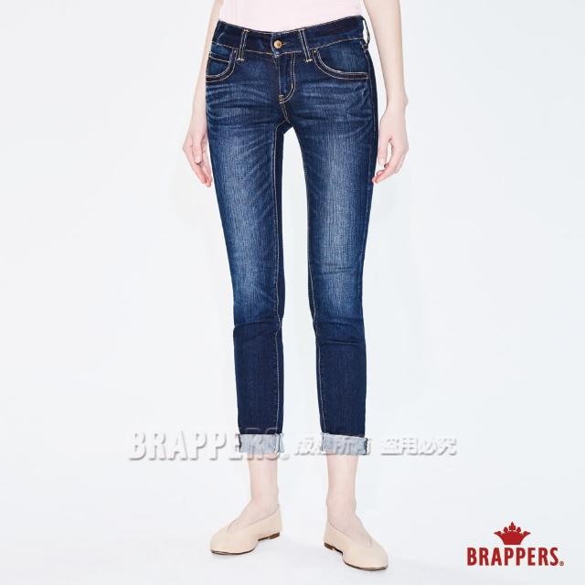 【BRAPPERS】女款 新美腳Royal系列-彈性鑲鑽窄管褲(深藍)