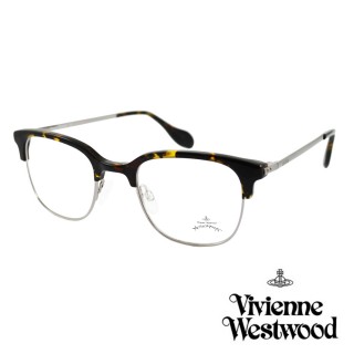 【Vivienne Westwood】英國Anglomania英倫簡約眉框設計光學眼鏡(琥珀銀 AN342M03)