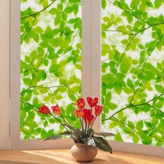 【meiwa】日本製造抗UV節能靜電窗貼(綠葉盈窗 46x100公分)