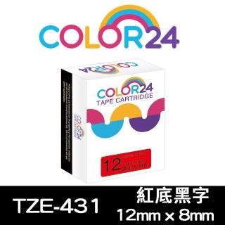 【Color24】for Brother TZ-431/TZe-431 紅底黑字 副廠 相容標籤帶_寬度12mm(適用 PT-H110 / PT-P300BT)