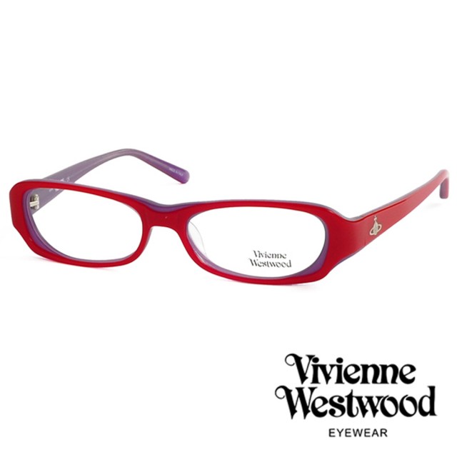 【Vivienne Westwood】英國薇薇安魏斯伍德經典LOGO造型光學眼鏡(紅+紫  VW176M04)