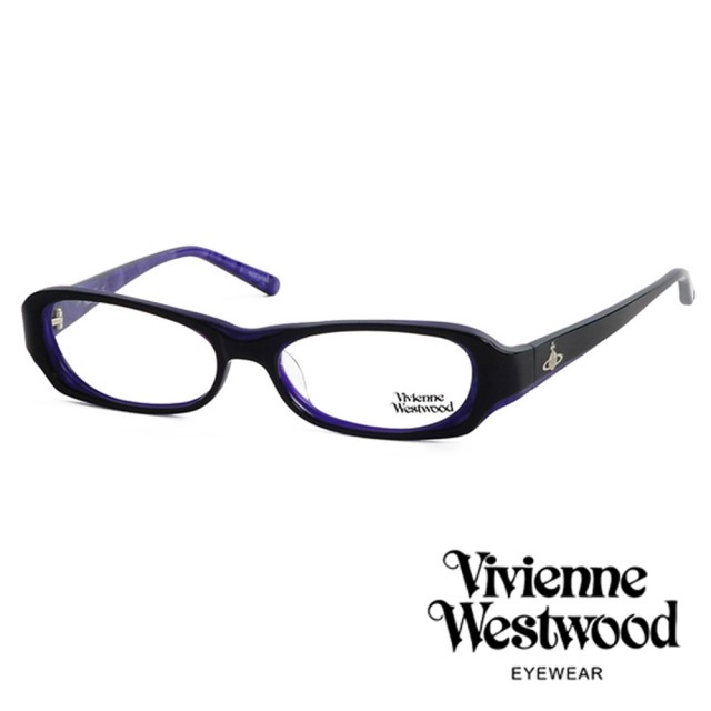 【Vivienne Westwood】英國薇薇安魏斯伍德經典LOGO造型光學鏡框(黑+紫 VW176M01)